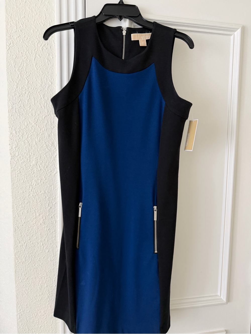 Micheal Kors Sleeveless Black and Blue Sheath Dress